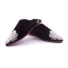 Slipper flower black velvet embroidered in white silk fashion woman 2021.