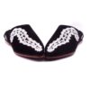 White silk slippers in black velvet embroidered for women fashion 2021.