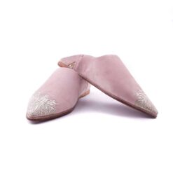 Golden Slippers In Pink Velvet Embroidered In Silk Woman 2021.