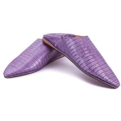 Babouches Violet En Cuir Motifs Serpent femme modèle 2021.