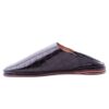 Croco slipper in shiny black leather for woman model 2021.